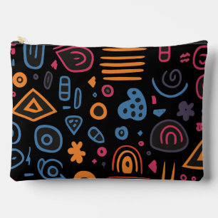 Pochette À Accessoires Motif tribal abstrait néon géométrique noir