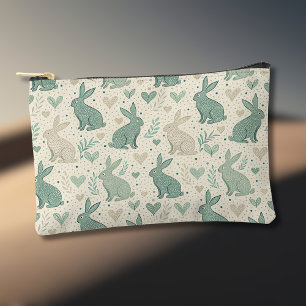 Pochette À Accessoires Motif vintage de silhouettes de lapins et de cœurs