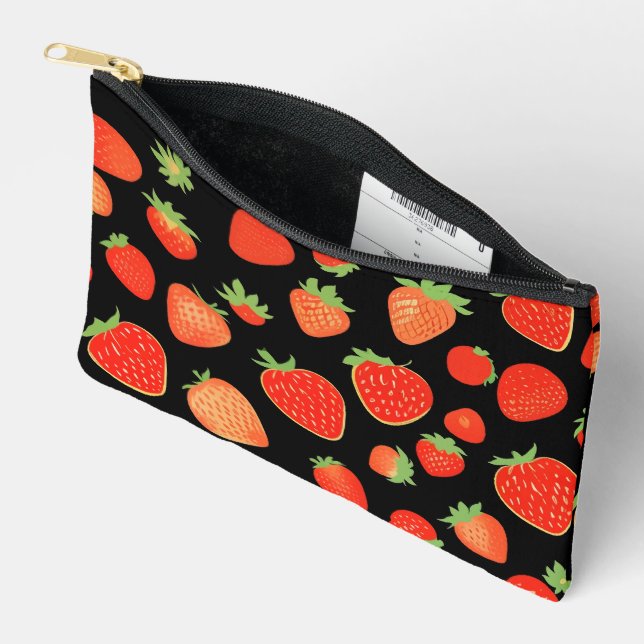 Pochette À Accessoires Motifs de fraises (Ouvrir)