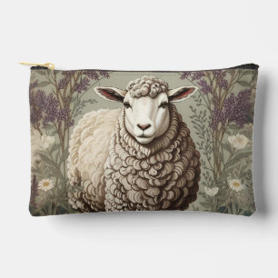 Pochette À Accessoires Moutons Élégants Fond de Fleur de Lavande
