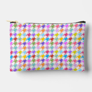 Pochette À Accessoires Multicolor Houndstooth+Motif blanc