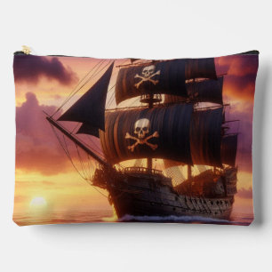 Pochette À Accessoires Navire pirate au lever/coucher du soleil
