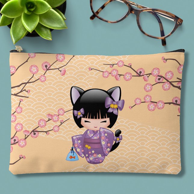 Pochette À Accessoires Neko Kokeshi Poupée - Cat Ears Geisha Girl (Créateur téléchargé)