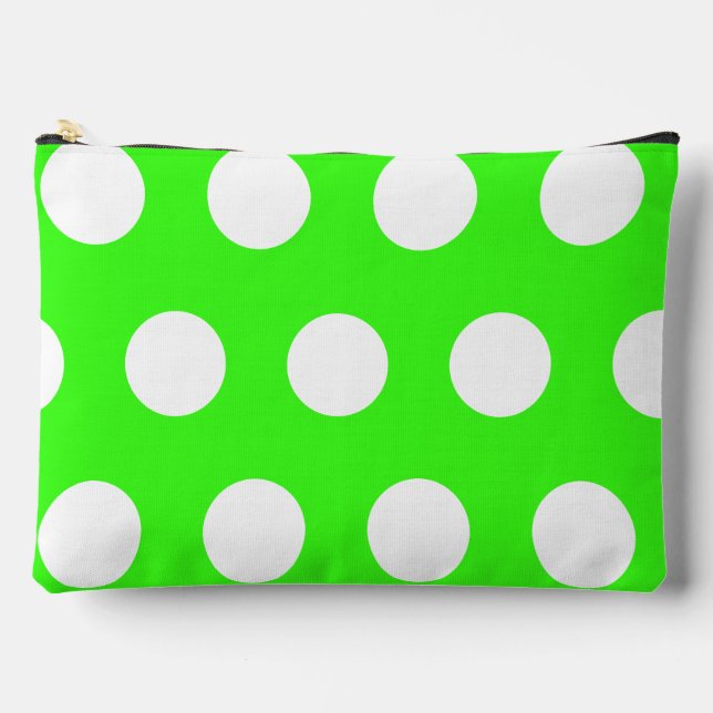 Pochette À Accessoires Neon Green Blanc Grand Pois (Recto)