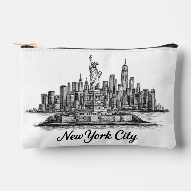 Pochette À Accessoires New York City Skyline Line Art Illustration (Recto)