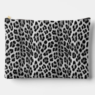 Pochette À Accessoires Noir et blanc monochrome, léopard motif