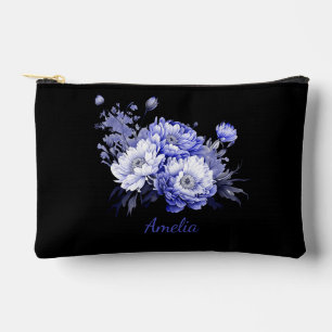Pochette À Accessoires Noir Simple Et Élégant Avec Fleurs