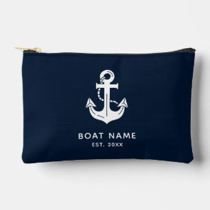 Pochette À Accessoires Nom de bateau nautique personnalisé Ancre