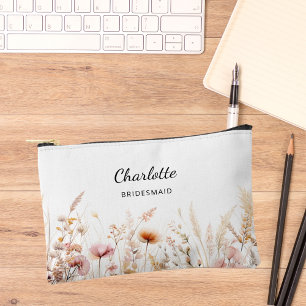 Pochette À Accessoires Nom de la femme de ménage fleur sauvage rose beige