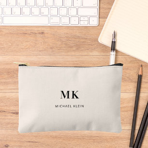 Pochette À Accessoires Nom des initiales en monogramme noir beige