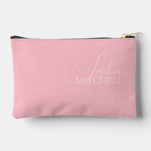 Pochette À Accessoires Nom Écriture Féminine Élégante Rose