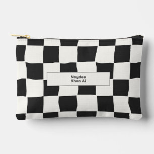 Pochette À Accessoires Nom Élégant Intemporel Damier Noir et Blanc
