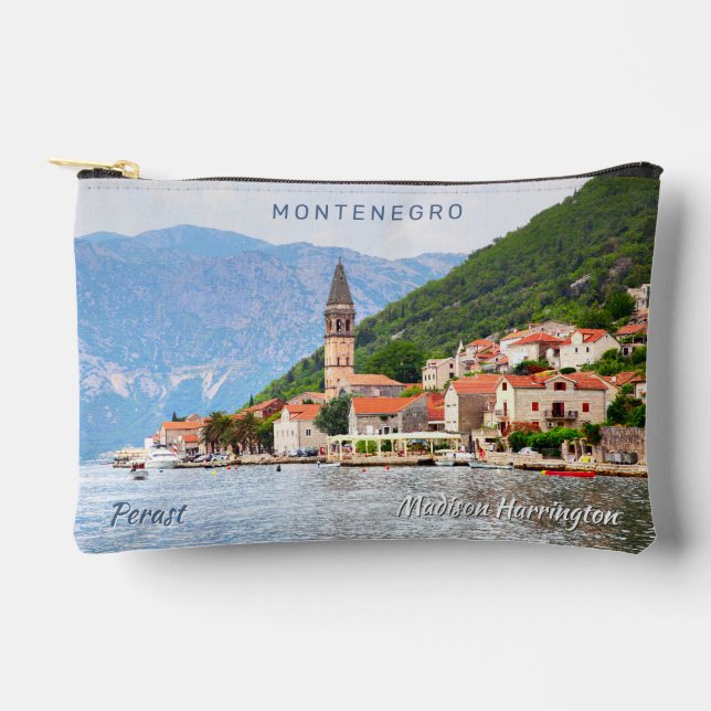 Pochette À Accessoires Nom et texte personnalisés Monténégro (Recto)