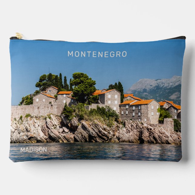 Pochette À Accessoires Nom et texte personnalisés Monténégro (Recto)