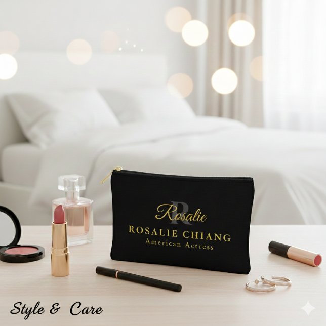 Pochette À Accessoires Nom et titre personnalisés avec monogramme - (Custom Name & Title with Monogram - Accessory Pouch)