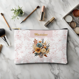Pochette À Accessoires Nom floral rose élégant