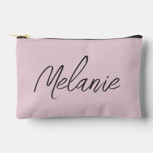 Pochette À Accessoires Nom Monogramme Élégant Moderne Minimaliste Rose Pâ