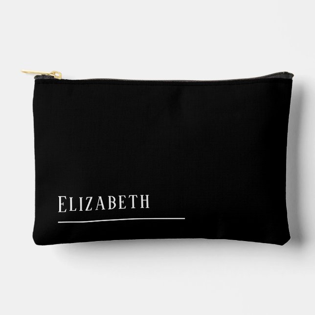 Pochette À Accessoires Nom monogramme personnalisé, noir (Recto)