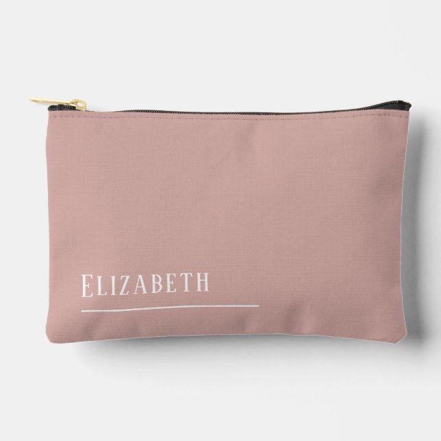 Pochette À Accessoires Nom monogramme personnalisé, rose pâle (Recto)