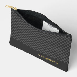 Pochette À Accessoires Nom personnalisé À damiers Motif