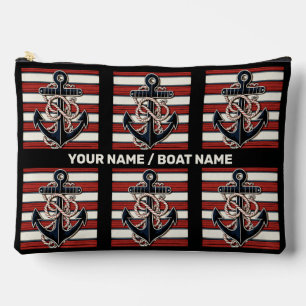 Pochette À Accessoires Nom personnalisé Ancre nautique