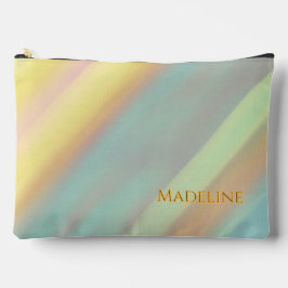Pochette À Accessoires Nom personnalisé bleu vert plage côtière 