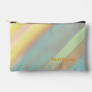 Pochette À Accessoires Nom personnalisé bleu vert plage côtière