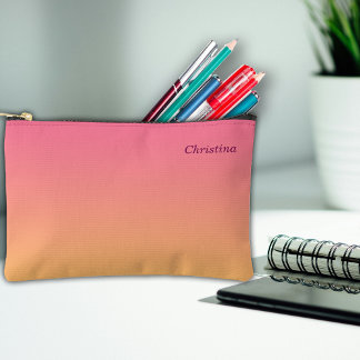 Pochette À Accessoires Nom personnalisé de l'Ombre rose de l'école