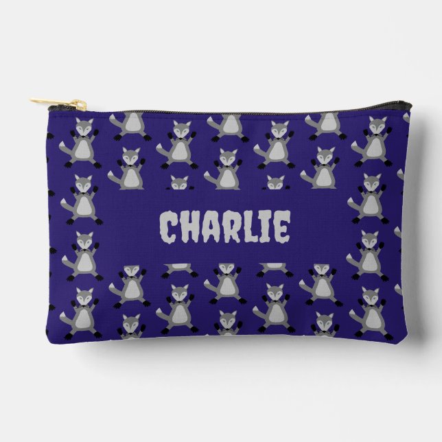 Pochette À Accessoires Nom personnalisé déplaisant Halloween Wolf (Recto)