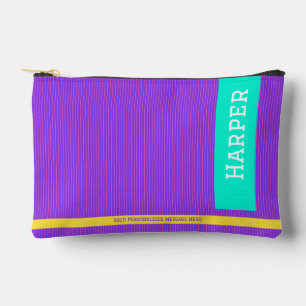 Pochette À Accessoires Nom personnalisé et monogramme tendance violet