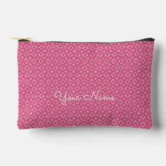 Pochette À Accessoires Nom personnalisé géométrique rose