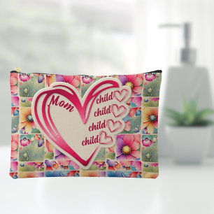 Pochette À Accessoires Nom personnalisé Maman Enfants Floral sur toute l'