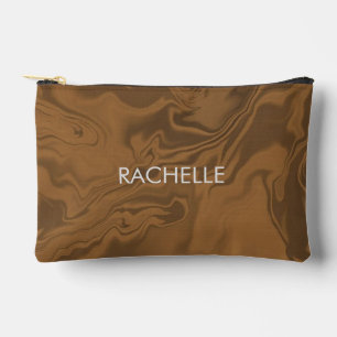 Pochette À Accessoires Nom personnalisé marbre brun texture