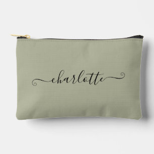 Pochette À Accessoires Nom personnalisé minimaliste féminin mignon Gris
