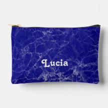 Nom personnalisé motif en marbre bleu