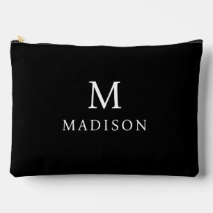 Pochette À Accessoires Nom personnalisé noir et blanc minimal et élégant