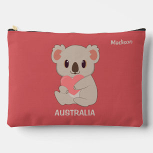 Pochette À Accessoires Nom personnalisé, texte et couleur amour Koala