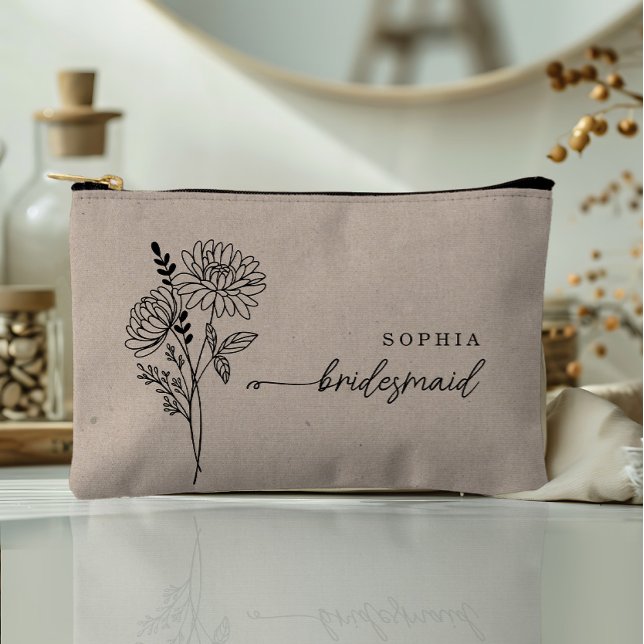 Pochette À Accessoires Novembe Fleur Mois de naissance Personnalisé (Créateur téléchargé)