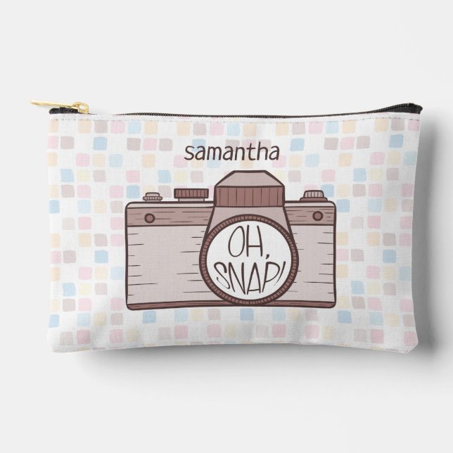 Pochette À Accessoires Oh, Snap ! Caméra Pastel Brown (Recto)