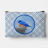 Oiseau bleu de l'Est sur Birdbath Art original