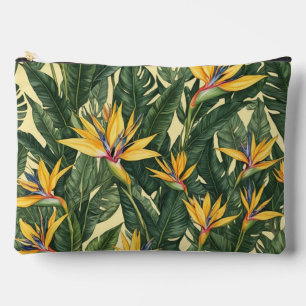Pochette À Accessoires Oiseau jaune du Paradis motif de fleurs