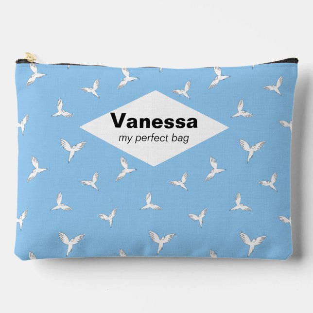 Pochette À Accessoires Oiseaux blancs. (Recto)