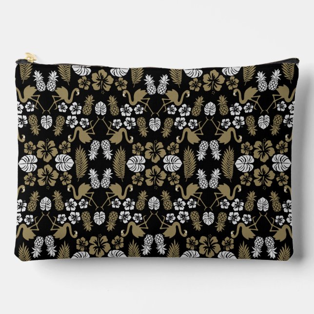 Pochette À Accessoires Or Floral Tropical Motif (Recto)