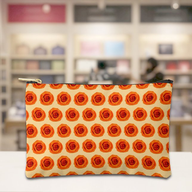 Pochette À Accessoires Orange Rose Seamless Pattern Pouch (Pouch with seamless pattern of an orange rose)