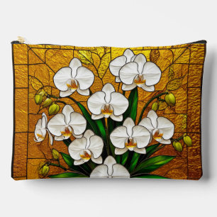 Pochette À Accessoires Orchidées dans une œuvre d'art en verre coloré ave