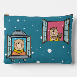 Pochette À Accessoires Ours Et Écureuil À La Fenêtre