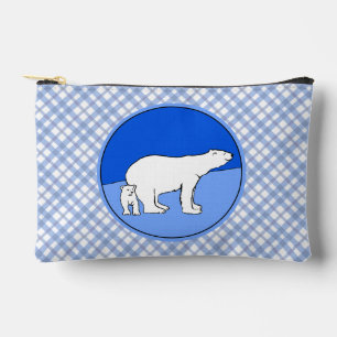 Pochette À Accessoires Ours polaire Mère et Cub Peinture Faune Art