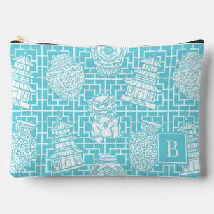 Pochette À Accessoires Pagode de Chinoiserie - Jardin Asien Prépa Turquoi