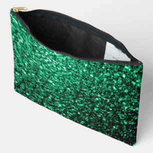 Pochette À Accessoires Paillettes de fausse brillance verte émeraude