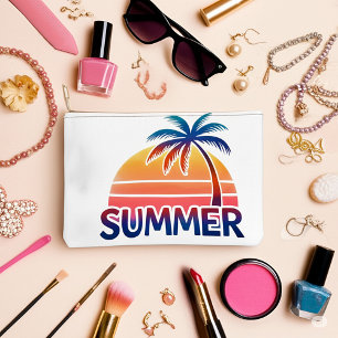 Pochette À Accessoires Palmier au coucher du soleil rétro estival